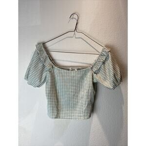 Kirious, Green Gingham Cropped Blouse, Small